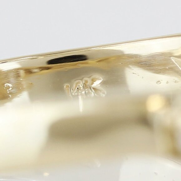 Vintage Oval Opal Halo Ring 14k Yellow Gold CZ Cluster Cocktail Statement Band - Picture 5 of 7